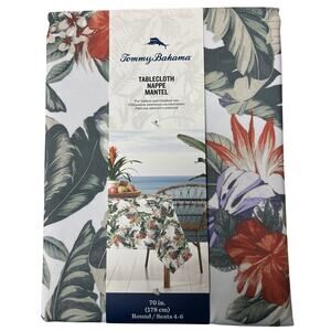 Tommy Bahama Tropical Floral Indoor Outdoor Tablecloth 70” Round New